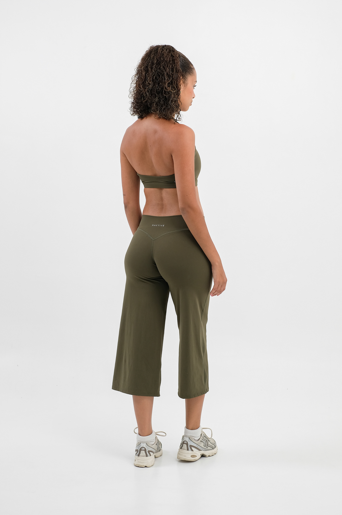 Motion Wide Leg Capri Pants - Olive green